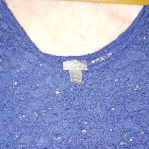 Vanity Blue Sleeveless Blouse with Intricate Design